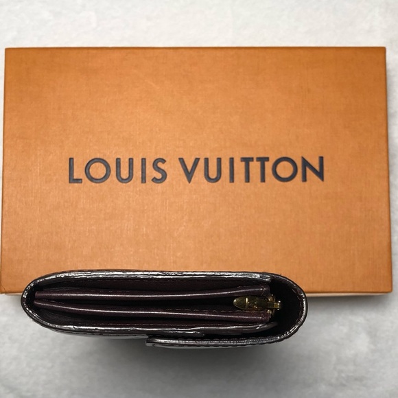 Louis Vuitton Authentic Dark Burgundy Amarante Monogram Vernis Sarah Wallet - Picture 9 of 15